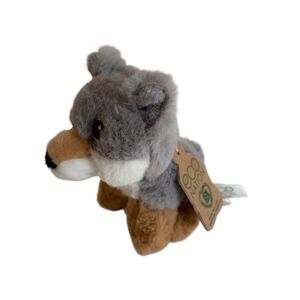 Aurora World Eco Nation Wolf Plush Stuffed Animal Gray 5" NWT Soft